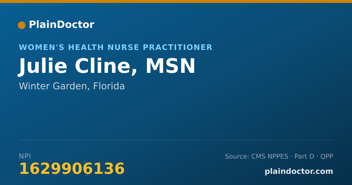 Shareable card for Julie Cline, MSN - Women's Health Nurse Practitioner, Winter Garden, FL