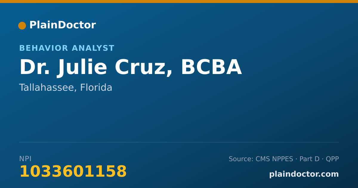 Shareable card for Julie Cruz, BCBA - Behavior Analyst, Tallahassee, FL