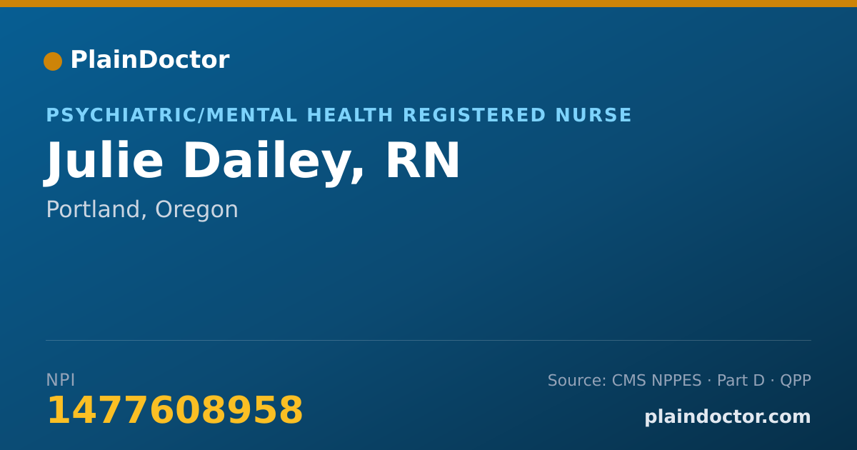 Shareable card for Julie Dailey, RN - Psychiatric/Mental Health Registered Nurse, Portland, OR