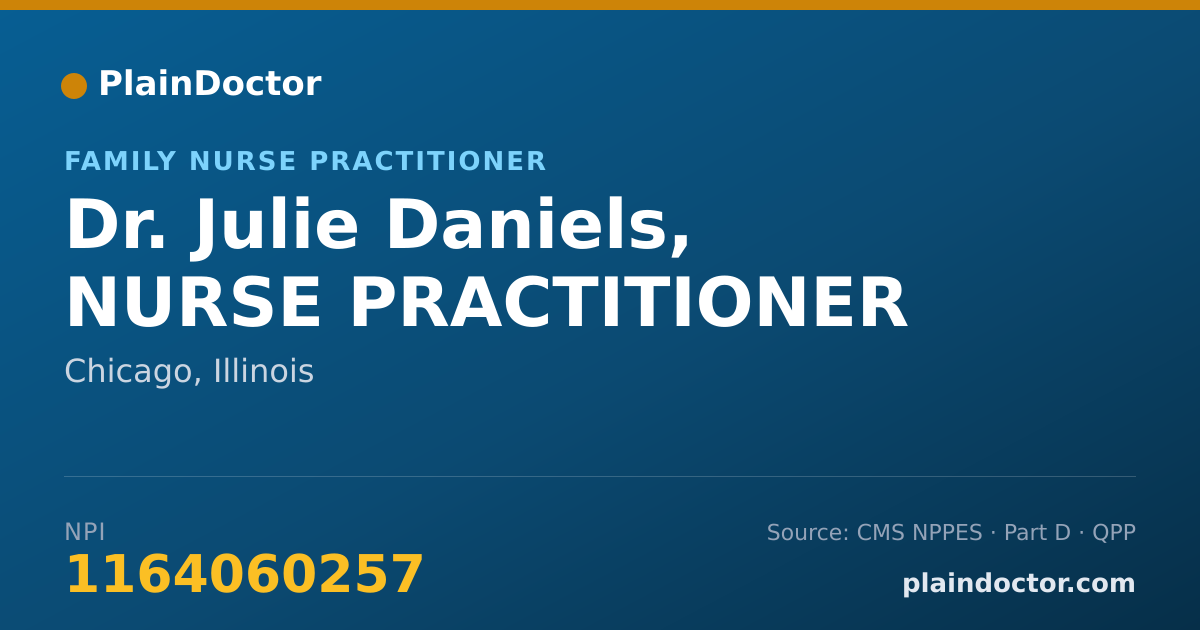 Shareable card for Julie Daniels, NURSE PRACTITIONER - Family Nurse Practitioner, Chicago, IL