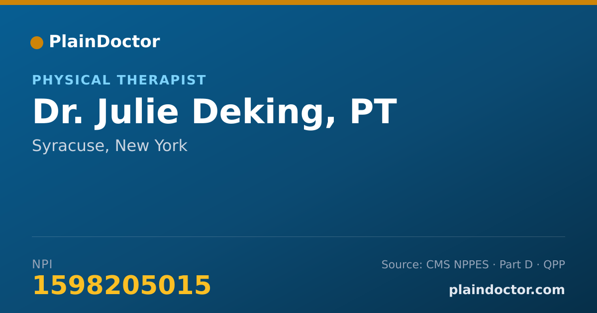 Shareable card for Julie Deking, PT - Physical Therapist, Syracuse, NY