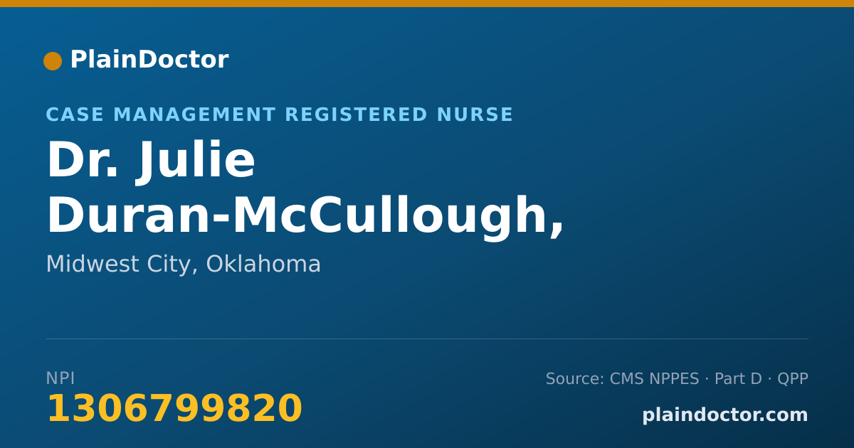 Shareable card for Julie Duran-McCullough, REGISTERED NURSE - Case Management Registered Nurse, Midwest City, OK