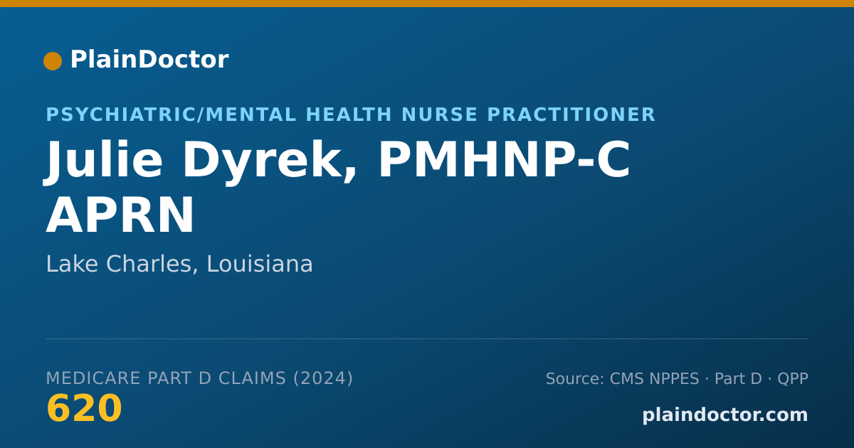Shareable card for Julie Dyrek, PMHNP-C APRN - Psychiatric/Mental Health Nurse Practitioner, Lake Charles, LA