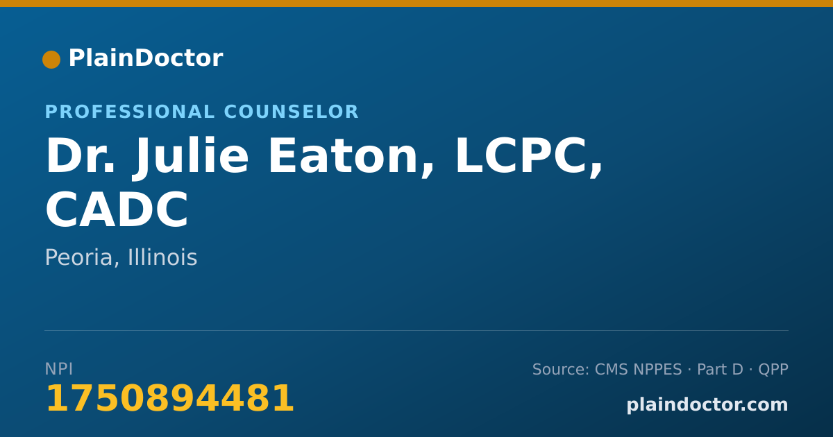 Shareable card for Julie Eaton, LCPC, CADC - Professional Counselor, Peoria, IL