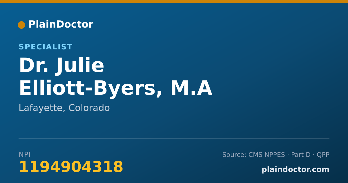 Shareable card for Julie Elliott-Byers, M.A - Specialist, Lafayette, CO