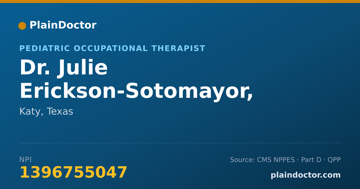 Shareable card for Julie Erickson-Sotomayor, OTR - Pediatric Occupational Therapist, Katy, TX