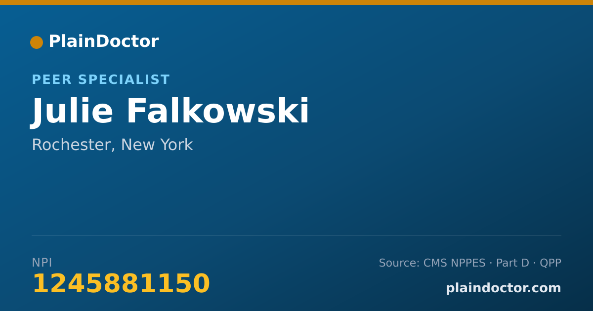 Shareable card for Julie Falkowski - Peer Specialist, Rochester, NY