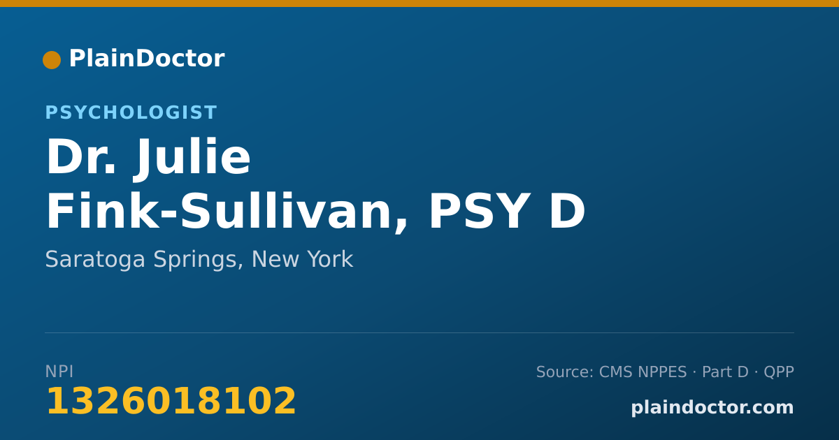 Shareable card for Julie Fink-Sullivan, PSY D - Psychologist, Saratoga Springs, NY
