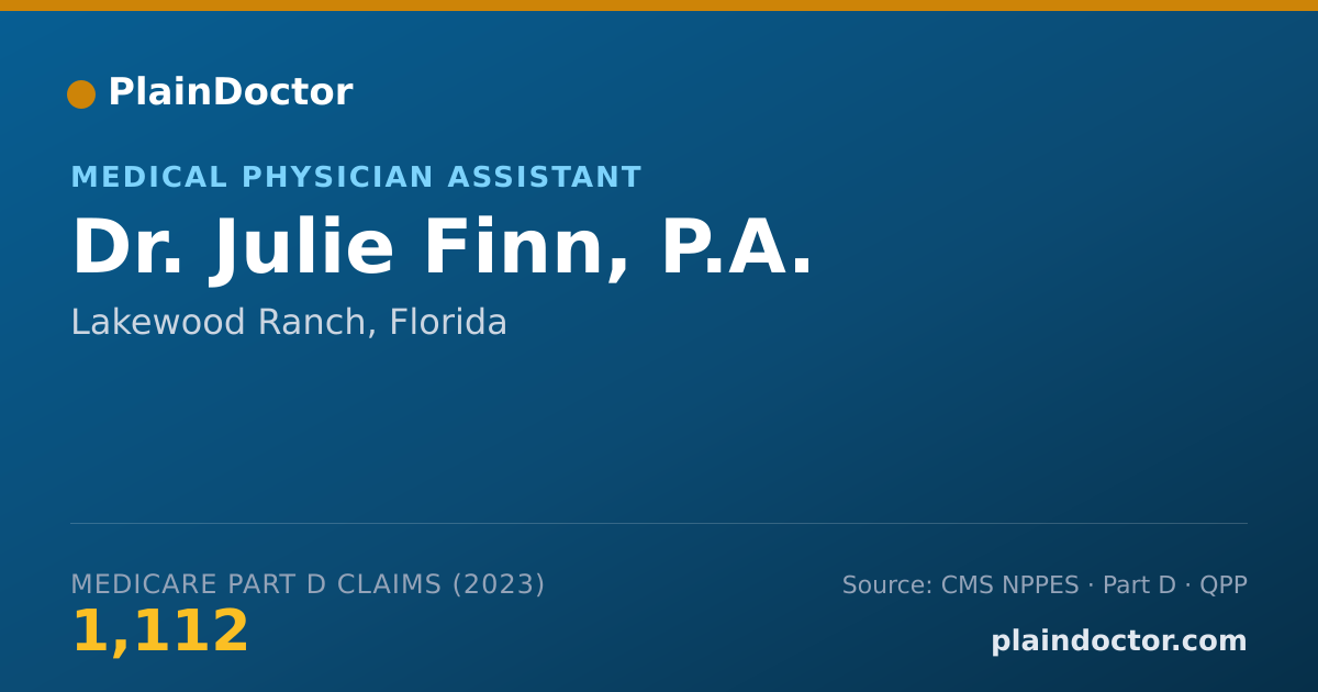 Shareable card for Julie Finn, P.A. - Medical Physician Assistant, Lakewood Ranch, FL