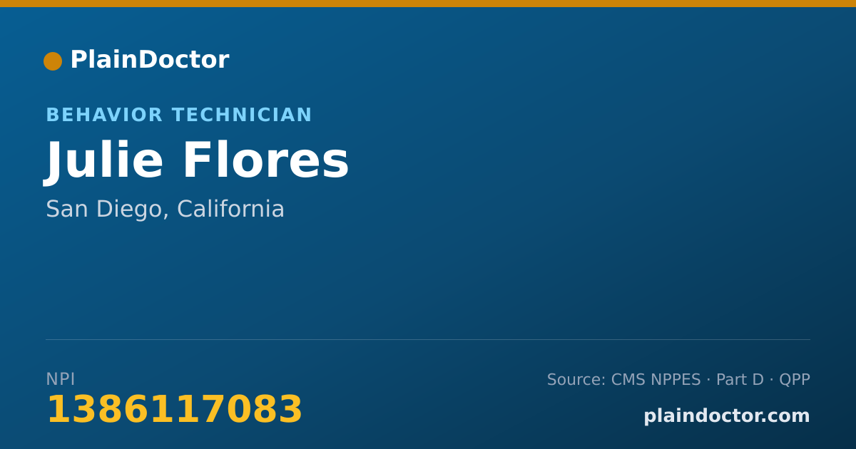 Shareable card for Julie Flores - Behavior Technician, San Diego, CA