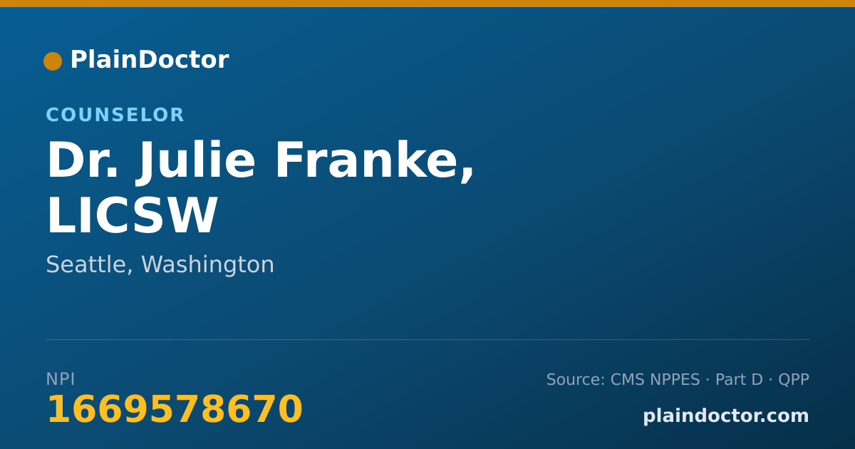 Shareable card for Julie Franke, LICSW - Counselor, Seattle, WA
