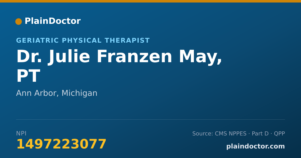 Shareable card for Julie Franzen May, PT - Geriatric Physical Therapist, Ann Arbor, MI