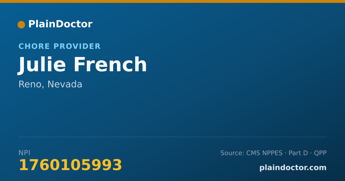 Shareable card for Julie French - Chore Provider, Reno, NV
