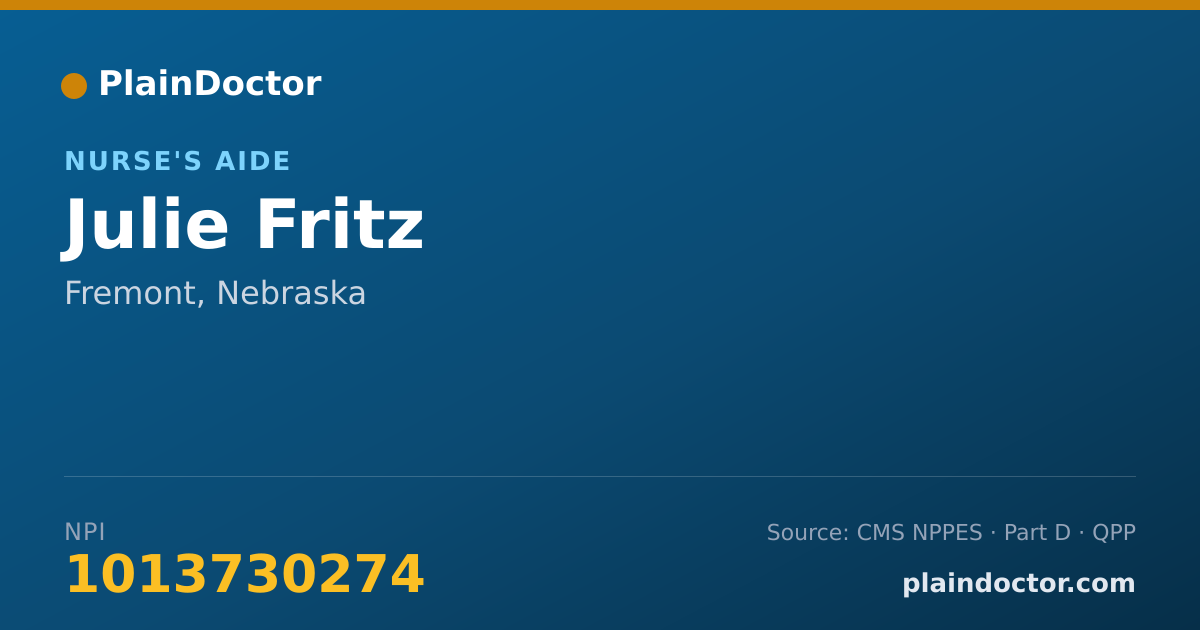 Shareable card for Julie Fritz - Nurse's Aide, Fremont, NE