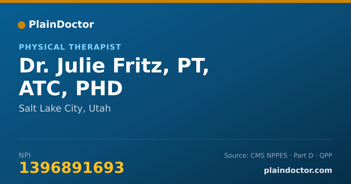 Shareable card for Julie Fritz, PT, ATC, PHD - Physical Therapist, Salt Lake City, UT