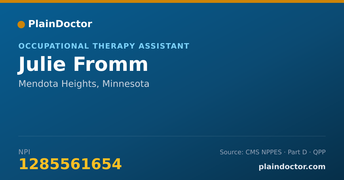 Shareable card for Julie Fromm - Occupational Therapy Assistant, Mendota Heights, MN