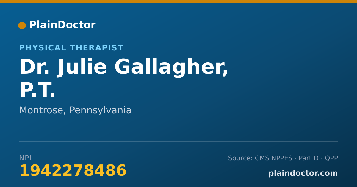 Shareable card for Julie Gallagher, P.T. - Physical Therapist, Montrose, PA