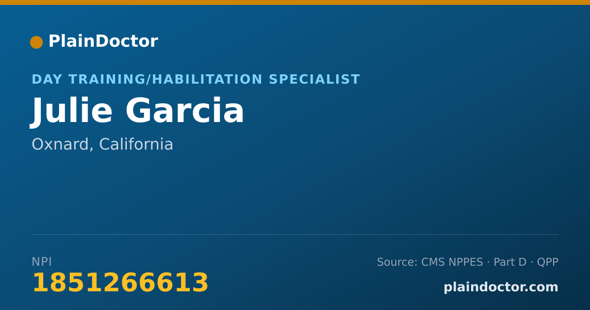 Shareable card for Julie Garcia - Day Training/Habilitation Specialist, Oxnard, CA