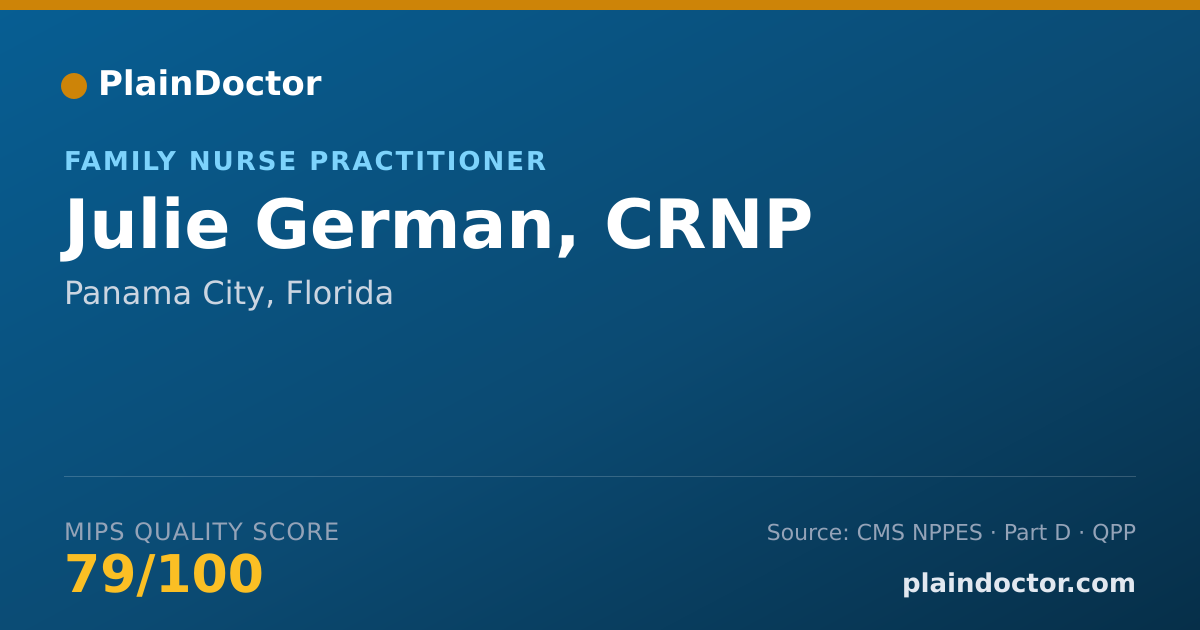 Shareable card for Julie German, CRNP - Family Nurse Practitioner, Panama City, FL