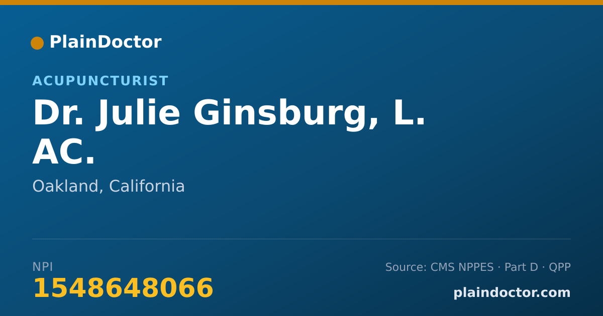 Shareable card for Julie Ginsburg, L. AC. - Acupuncturist, Oakland, CA