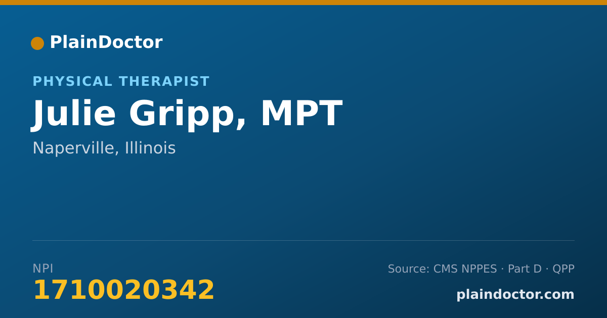 Shareable card for Julie Gripp, MPT - Physical Therapist, Naperville, IL