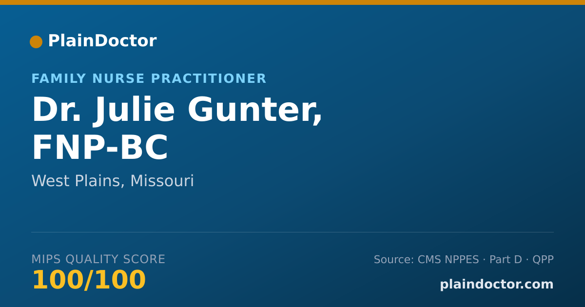 Shareable card for Julie Gunter, FNP-BC - Family Nurse Practitioner, West Plains, MO
