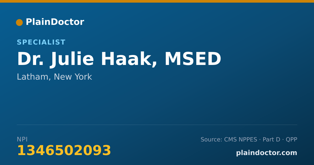 Shareable card for Julie Haak, MSED - Specialist, Latham, NY