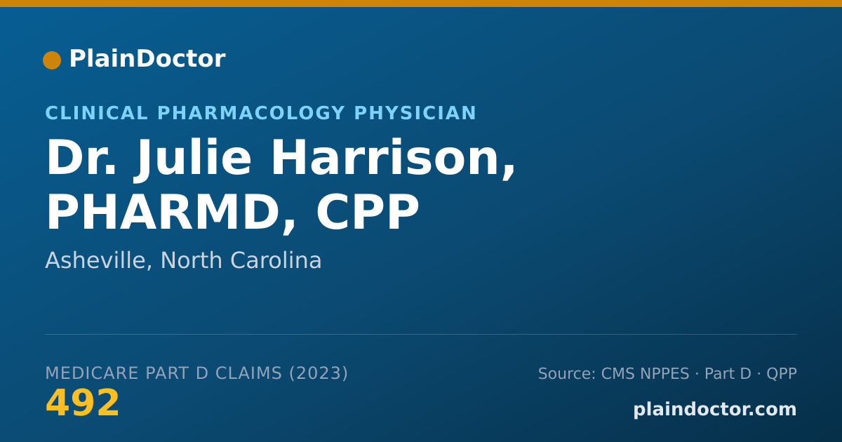 Shareable card for Julie Harrison, PHARMD, CPP - Clinical Pharmacology Physician, Asheville, NC