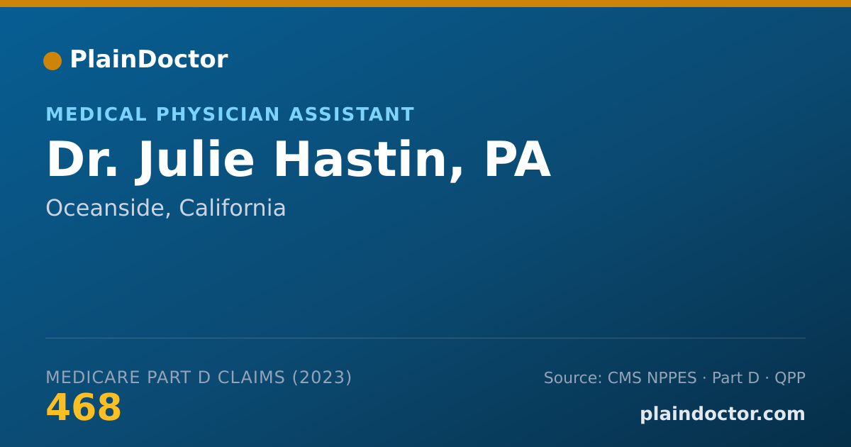 Shareable card for Julie Hastin, PA - Medical Physician Assistant, Oceanside, CA