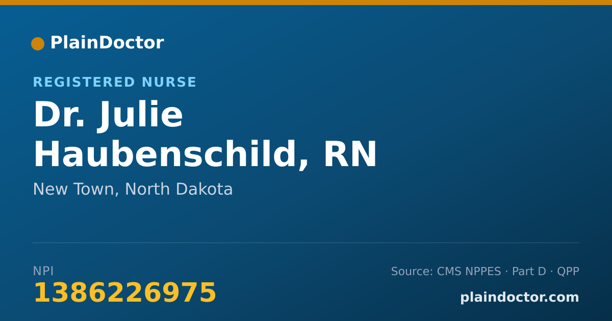 Shareable card for Julie Haubenschild, RN - Registered Nurse, New Town, ND