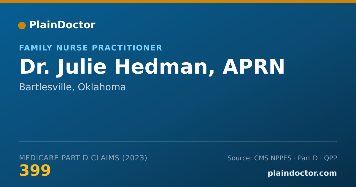Shareable card for Julie Hedman, APRN - Family Nurse Practitioner, Bartlesville, OK