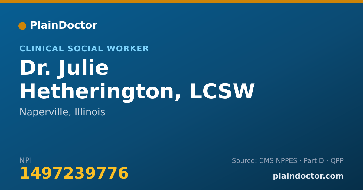 Shareable card for Julie Hetherington, LCSW - Clinical Social Worker, Naperville, IL