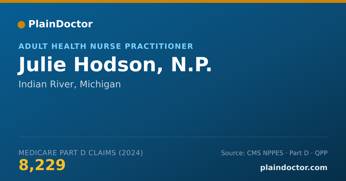 Shareable card for Julie Hodson, N.P. - Adult Health Nurse Practitioner, Indian River, MI