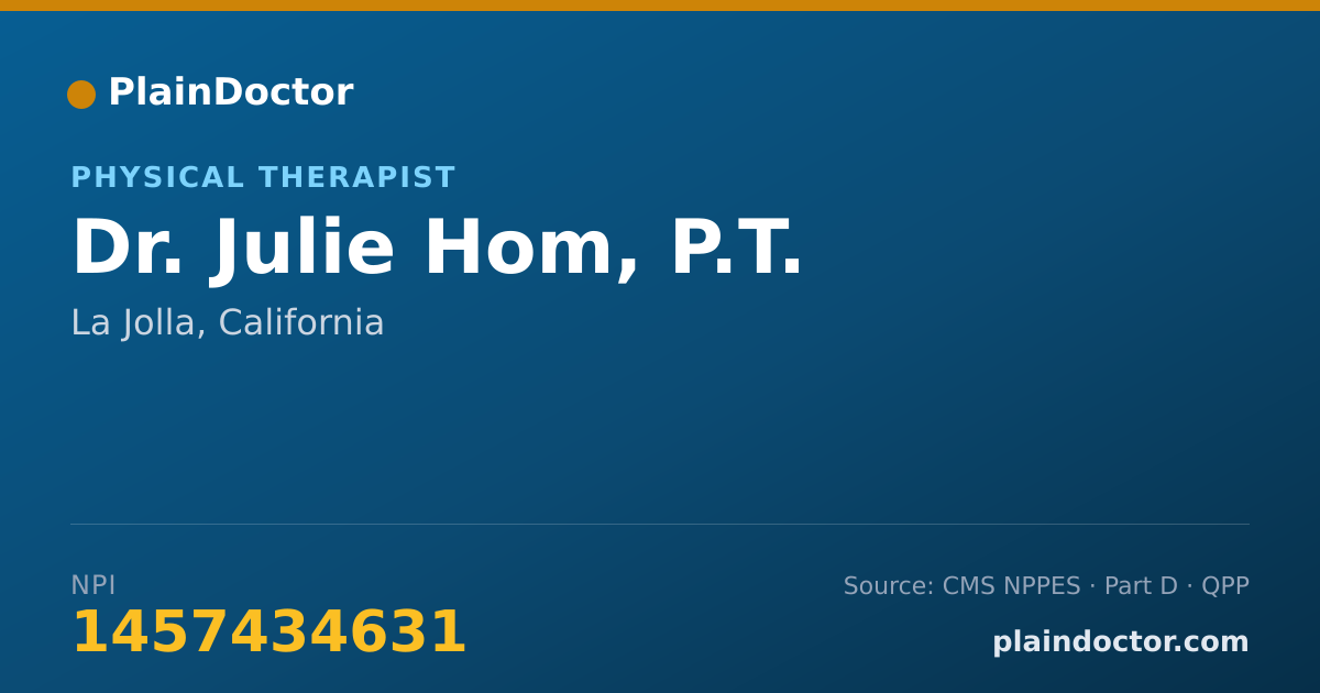 Shareable card for Julie Hom, P.T. - Physical Therapist, La Jolla, CA