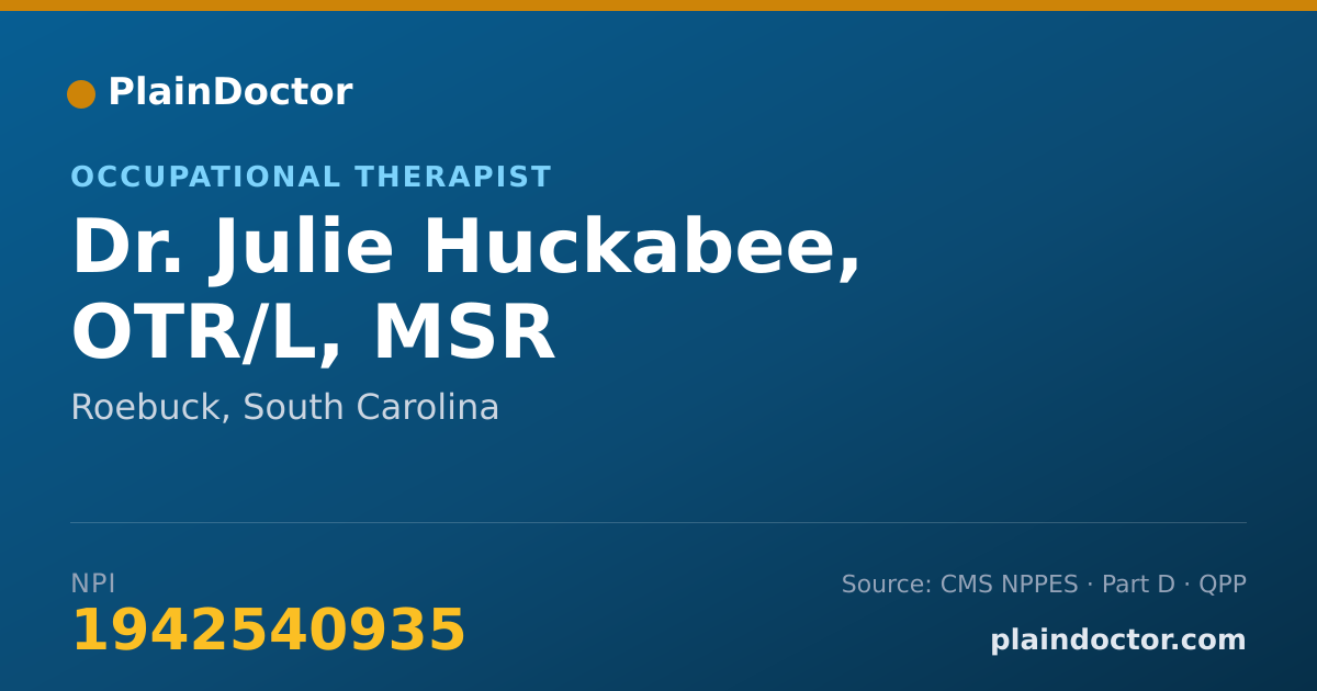 Shareable card for Julie Huckabee, OTR/L, MSR - Occupational Therapist, Roebuck, SC