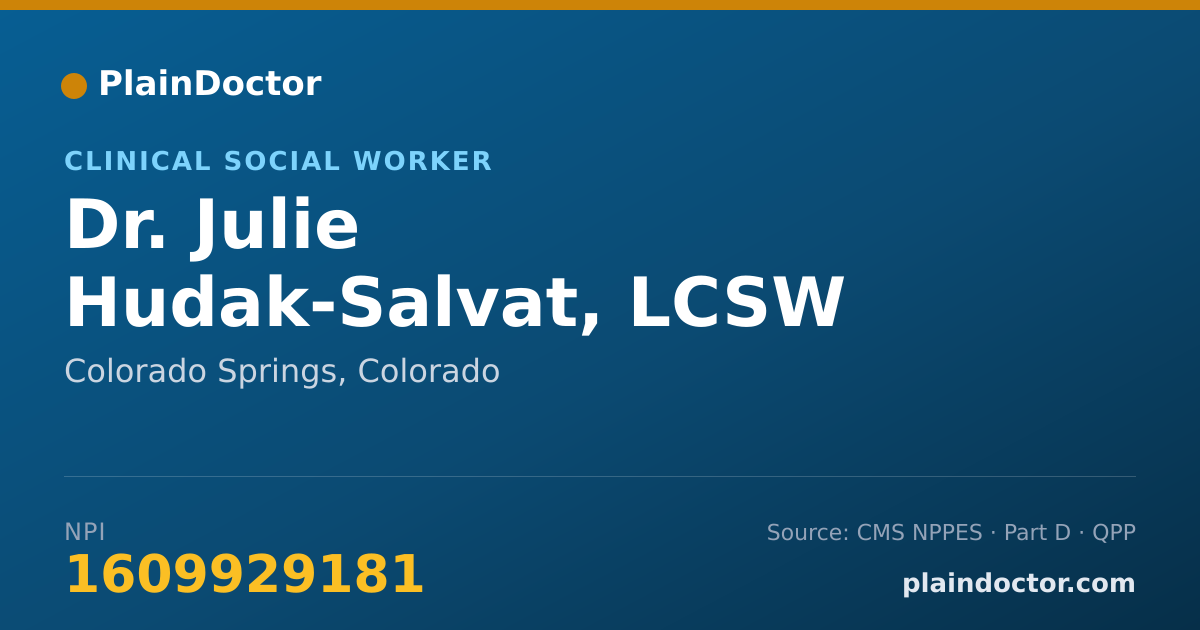 Shareable card for Julie Hudak-Salvat, LCSW - Clinical Social Worker, Colorado Springs, CO