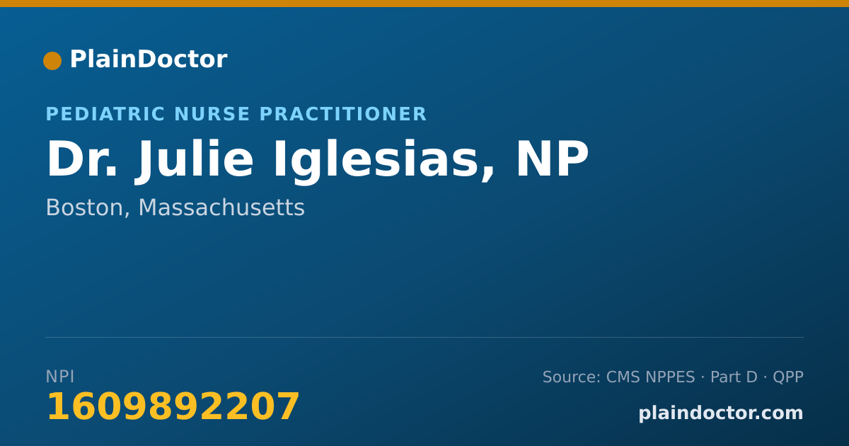 Shareable card for Julie Iglesias, NP - Pediatric Nurse Practitioner, Boston, MA
