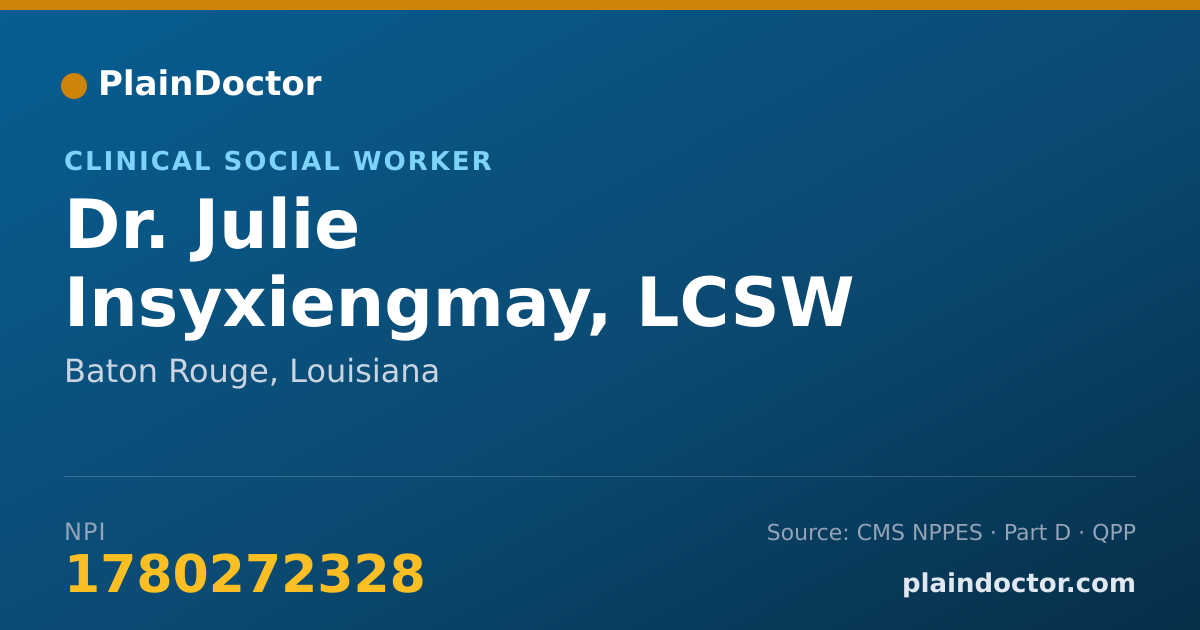 Shareable card for Julie Insyxiengmay, LCSW - Clinical Social Worker, Baton Rouge, LA
