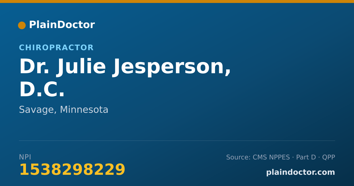 Shareable card for Julie Jesperson, D.C. - Chiropractor, Savage, MN