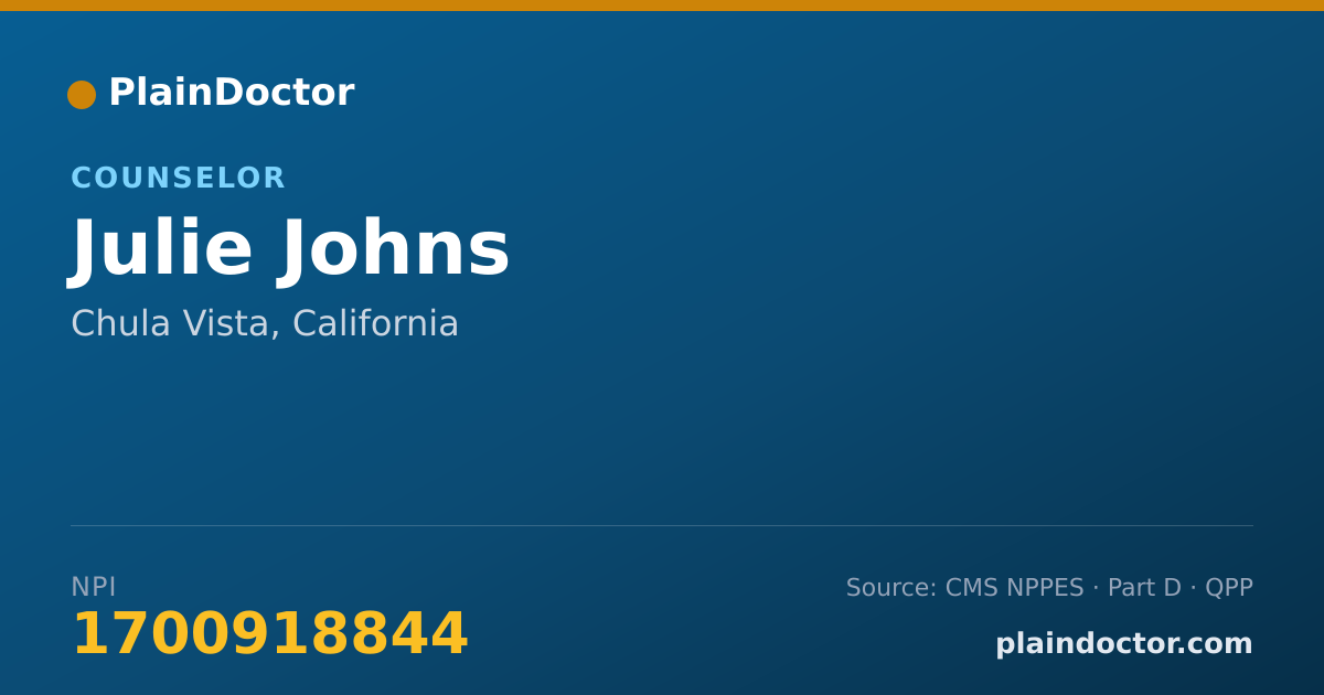 Shareable card for Julie Johns - Counselor, Chula Vista, CA