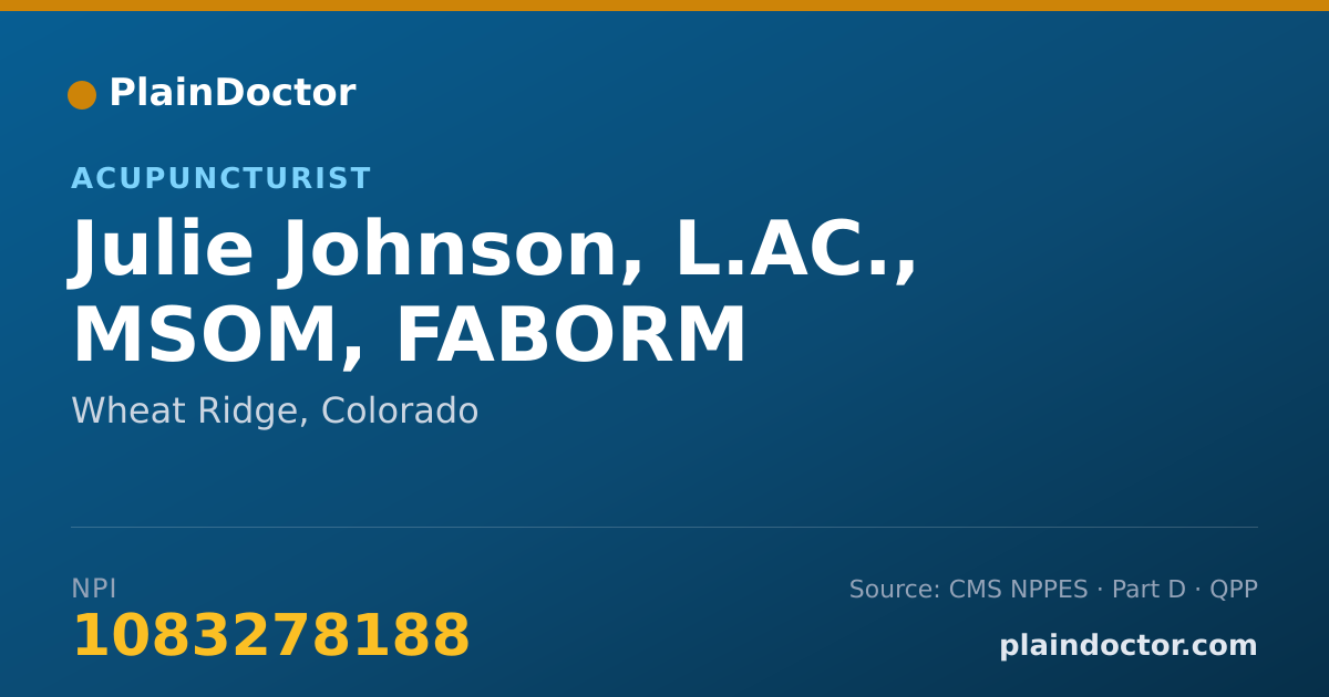 Shareable card for Julie Johnson, L.AC., MSOM, FABORM - Acupuncturist, Wheat Ridge, CO