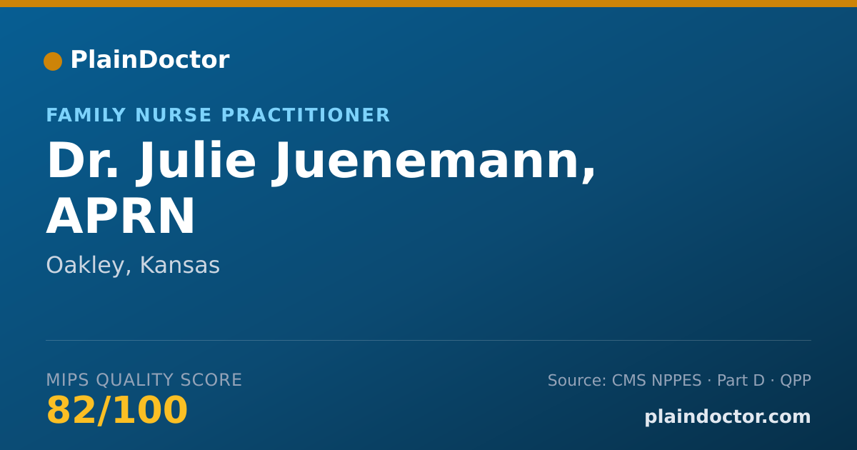 Shareable card for Julie Juenemann, APRN - Family Nurse Practitioner, Oakley, KS