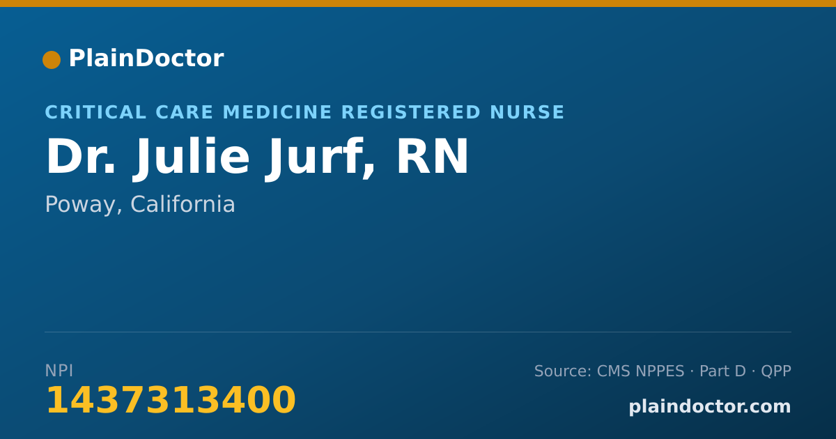 Shareable card for Julie Jurf, RN - Critical Care Medicine Registered Nurse, Poway, CA