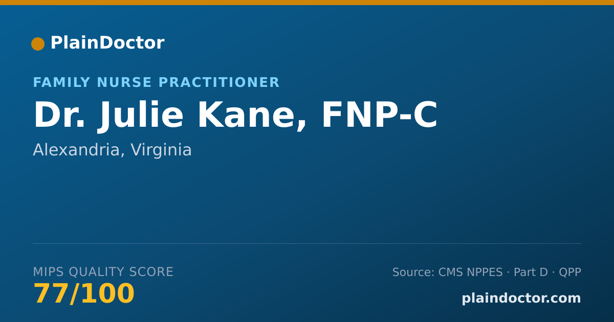 Shareable card for Julie Kane, FNP-C - Family Nurse Practitioner, Alexandria, VA