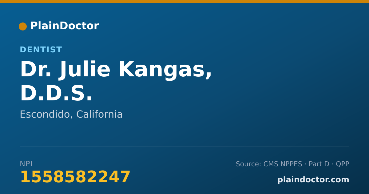 Shareable card for Julie Kangas, D.D.S. - Dentist, Escondido, CA
