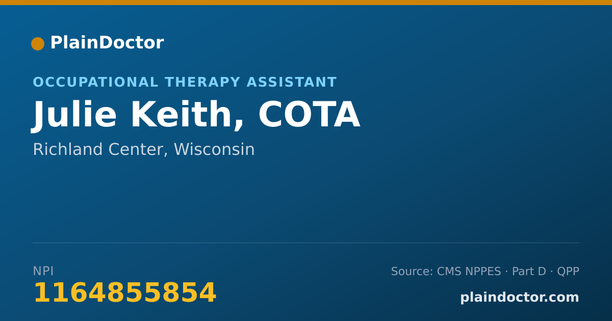Shareable card for Julie Keith, COTA - Occupational Therapy Assistant, Richland Center, WI