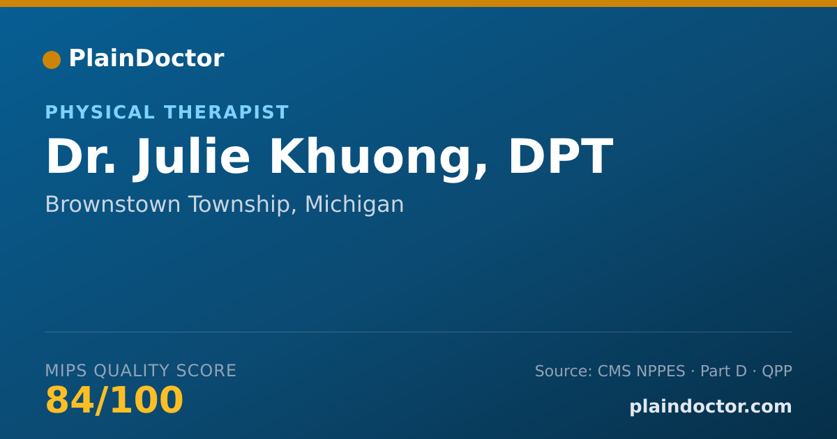 Shareable card for Julie Khuong, DPT - Physical Therapist, Brownstown Township, MI