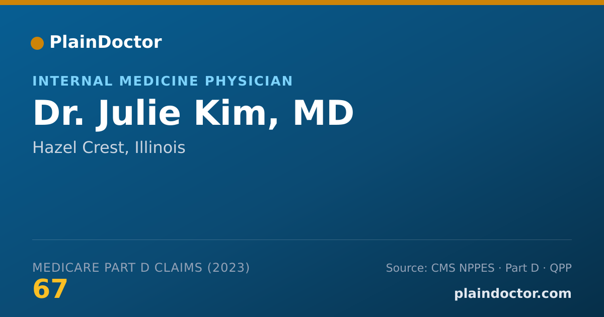 Shareable card for Julie Kim, MD - Internal Medicine Physician, Hazel Crest, IL