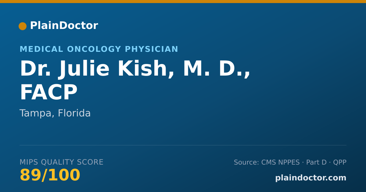Shareable card for Julie Kish, M. D., FACP - Medical Oncology Physician, Tampa, FL