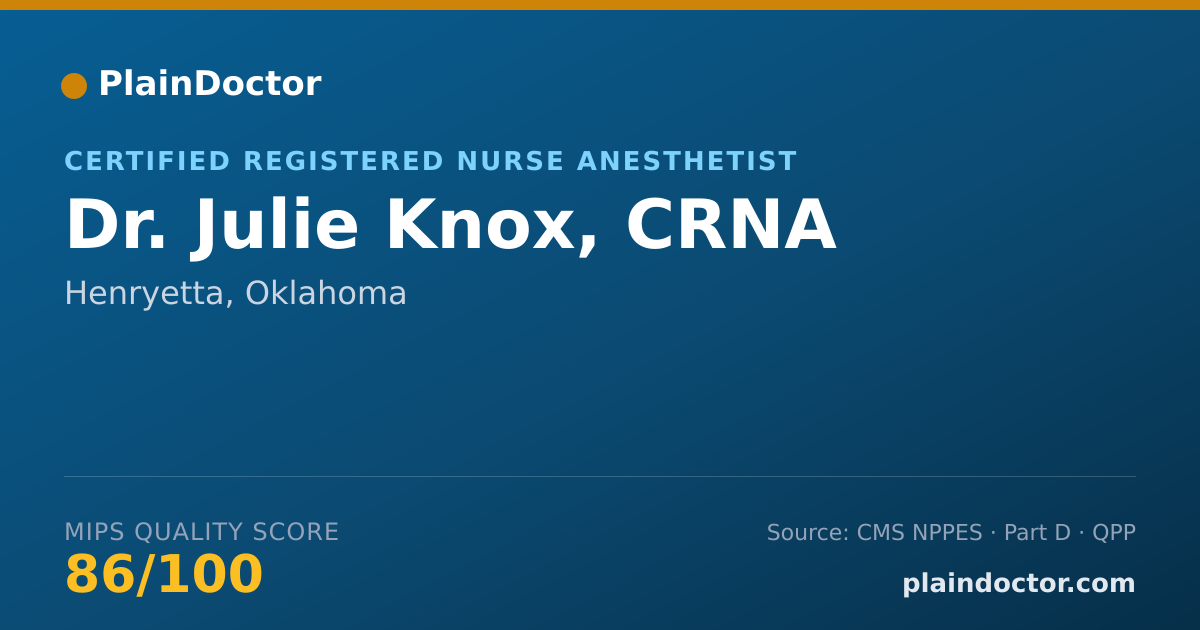 Shareable card for Julie Knox, CRNA - Certified Registered Nurse Anesthetist, Henryetta, OK